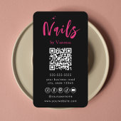 Nail Artist Salon Zwart Roze QR Code Visitekaartje