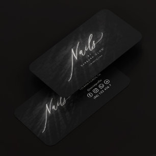 Nail Artist Script Manicurist Zwart Zilver Elegant Visitekaartje