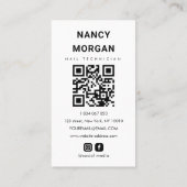 Nail Artist Social Media QR Code 3 Photo Collage Visitekaartje (Achterkant)