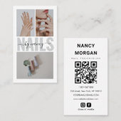 Nail Artist Social Media QR Code 3 Photo Collage Visitekaartje (Voorkant / Achterkant)