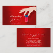 Nail Artist Studio Red Manicure Pedicure Modern Visitekaartje (Voorkant / Achterkant)