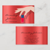 Nail Artist Studio Red Manicure Pedicure Modern Visitekaartje (Voorkant / Achterkant)