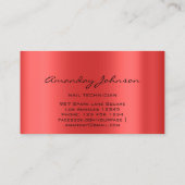 Nail Artist Studio Red Manicure Pedicure Modern Visitekaartje (Achterkant)