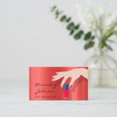 Nail Artist Studio Red Manicure Pedicure Modern Visitekaartje (Staand voorkant)