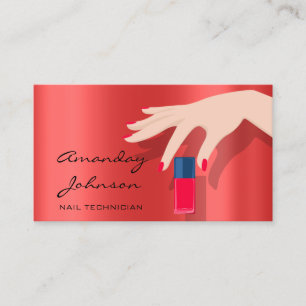 Nail Artist Studio Red Manicure Pedicure Modern Visitekaartje