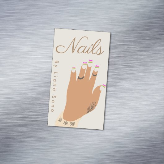 Nail Artist Tattoo Hand Illustration Magnetisch Visitekaartje (Voorbeeld)