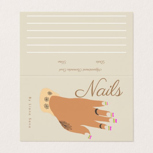 Nail Artist Tattoo Hand Illustration Visitekaartje (Buitenkant ongevouwen)