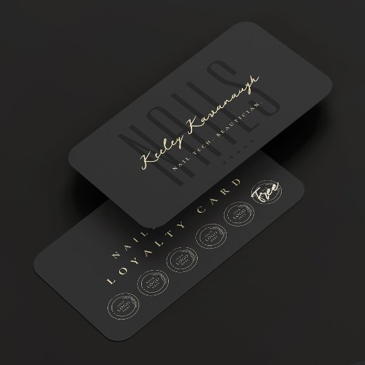 Nail Artist Technician Punch Black Loyalty Kaart Visitekaartje