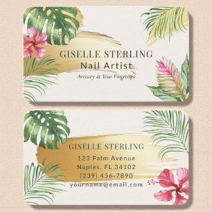 Nail Artist Tropical Gold Brushed Waterverf Visitekaartje