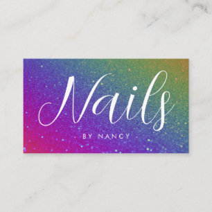 Nail Artist Typografie Rainbow Glitter Visitekaartje