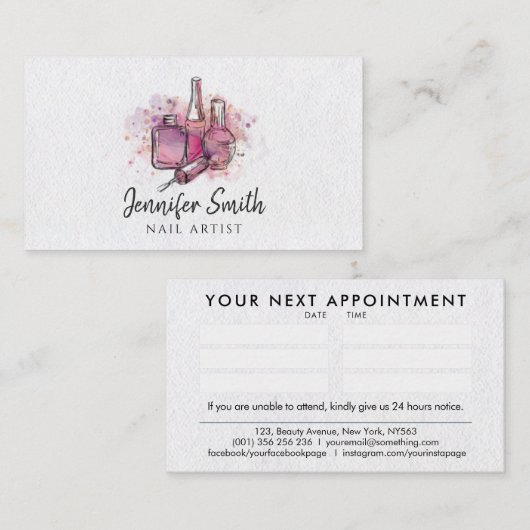 Nail Artist - Waterverf art Visitekaartje (Voorkant / Achterkant)