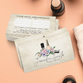 Nail Artist - Waterverf bloemenillustratie Visitekaartje