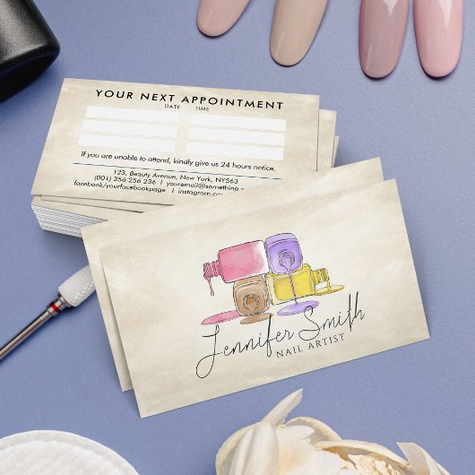Nail Artist - Waterverf kunst pastels Visitekaartje