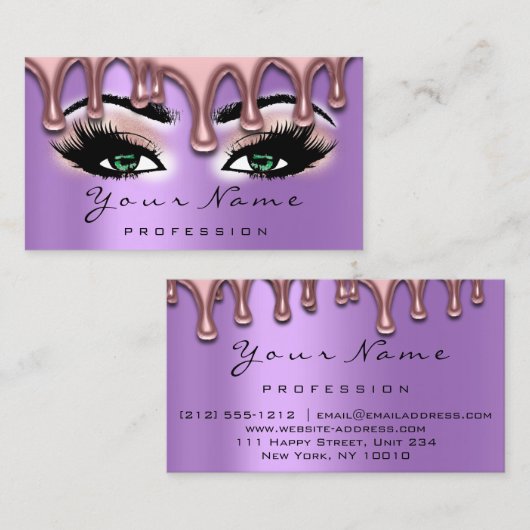 Nail Artist Wax Nails Lash Make-up Roze Groene Vio Visitekaartje (Voorkant / Achterkant)