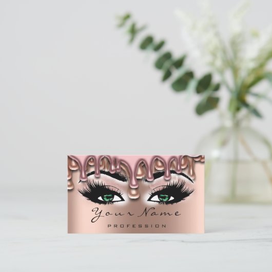 Nail Artist Wax stuurt Roos Lash Makeup Roze Groen Visitekaartje (Staand voorkant)