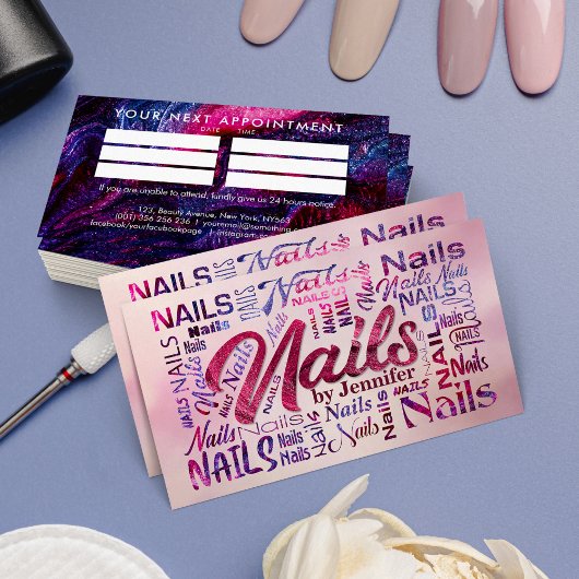 Nail Artist Word Art - Glitter Poolse textuur Visitekaartje