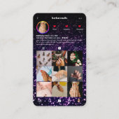Nail Artist Zwart Paarse Glitter Instagram Modern Visitekaartje (Voorkant)