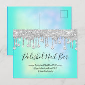 Nail Bar Beauty Studio Holographic Silver Diamond Briefkaart (Voorkant / Achterkant)