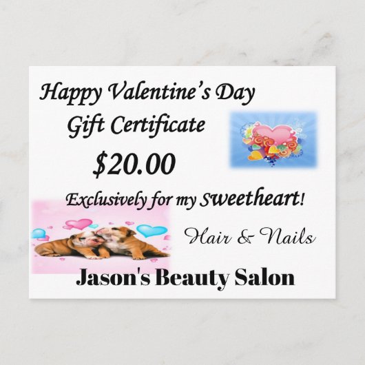 Nail & Beauty Salon, Barbershop, Cadeaubonnen Briefkaart (Voorkant)