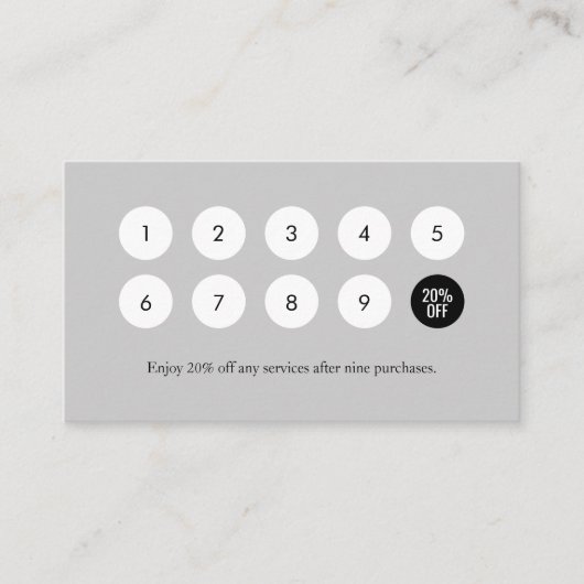 Nail | Beauty Salon Loyalty Card Grey Flowers (Voorkant)