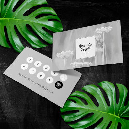 Nail | Beauty Salon Loyalty Card Grey Flowers