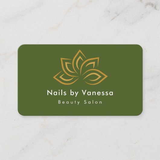 Nail Beauty Salon QR Code Moss Groen Visitekaartje (Voorkant)