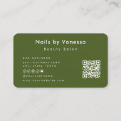 Nail Beauty Salon QR Code Moss Groen Visitekaartje (Achterkant)