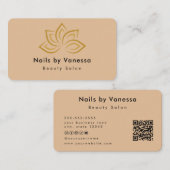 Nail Beauty Salon QR Code Rustiek Visitekaartje (Voorkant / Achterkant)