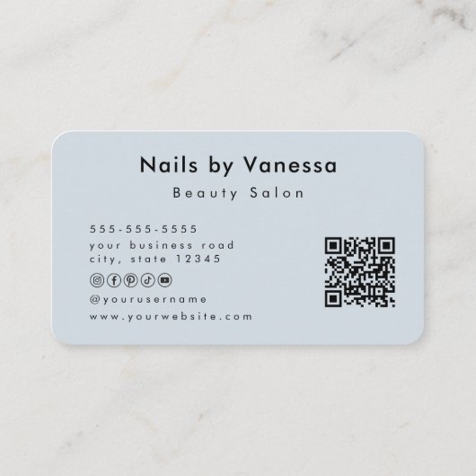 Nail Beauty Salon QR Code Soft Navy Visitekaartje (Achterkant)