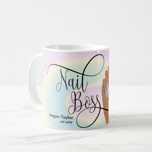 Nail Boss, nageltechnicus, lange nagels, holograaf Koffiemok (Voorkant links)
