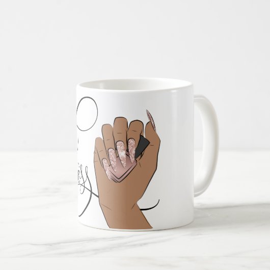 Nail Boss, nageltechnicus, lange nagels, mest C Koffiemok (Voorkant rechts)