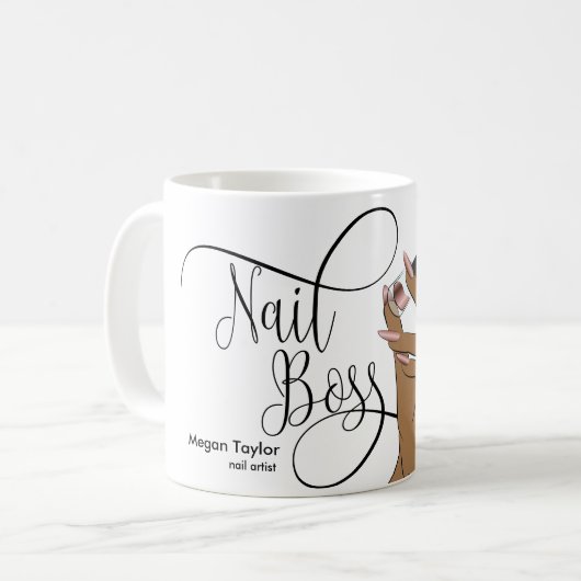Nail Boss, nageltechnicus, lange nagels, mest C Koffiemok (Voorkant links)