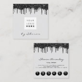 Nail Lashes Black Drift 6 Punks Logo grijs Vierkante Visitekaartje (Voorkant / Achterkant)