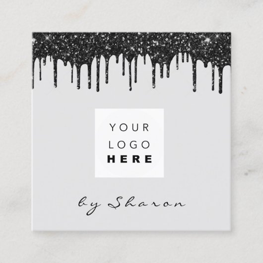 Nail Lashes Black Drift 6 Punks Logo grijs Vierkante Visitekaartje (Voorkant)