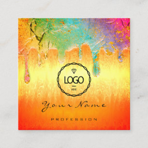 Nail Makeup Holographic Drip Mermaid Logo QR code Vierkante Visitekaartje