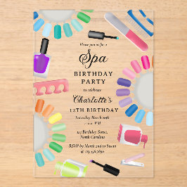 Nail Manicure Pedicure Mani Pedi Girl Spa Birthday Acryl Uitnodigingen