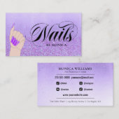 Nail Manicure Tech Paars Glam Glitter Beauty Shop Visitekaartje (Voorkant / Achterkant)