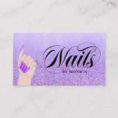 Nail Manicure Tech Paars Glam Glitter Beauty Shop Visitekaartje (Voorkant)