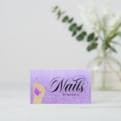 Nail Manicure Tech Paars Glam Glitter Nail Artist Visitekaartje (Staand voorkant)