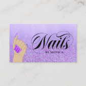 Nail Manicure Tech Paars Glam Glitter Nail Artist Visitekaartje (Voorkant)