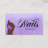 Nail Manicure Tech Paars Glam Glitter Nail Salon Visitekaartje (Voorkant)
