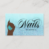 Nail Manicurist Tech Turquoise Glam Glitter Salon Visitekaartje (Voorkant)
