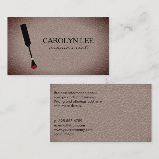 Nail Paint Brush | Mest | Leder Visitekaartje (Voorkant / Achterkant)