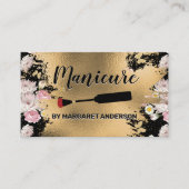 Nail Poland Brush | Goud en bloemen Afsprakenkaartje (Voorkant)