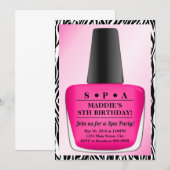 Nail Polish Verjaardag Uitnodiging Pink Spa Party (Voorkant / Achterkant)