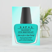 Nail Polish Verjaardagsuitnodiging Blauwgroen Spa  Kaart (Staand voorkant)
