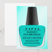 Nail Polish Verjaardagsuitnodiging Blauwgroen Spa  Kaart (Voorkant / Achterkant)