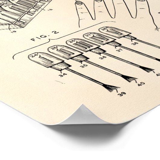 Nail Pools Kit 1955 Patent Art Old Peper Poster (Hoek)