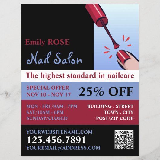 Nail-Pools, Nail-technicus, Nail Salon Advert Flyer (Voorkant)