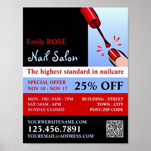 Nail-Pools, Nail-technicus, Nail Salon Advert Poster (Voorkant)